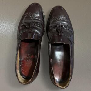 Johnston & Murphy Burgundy Preppy Old Money Penny Loafers W/Tassels Size 8.5